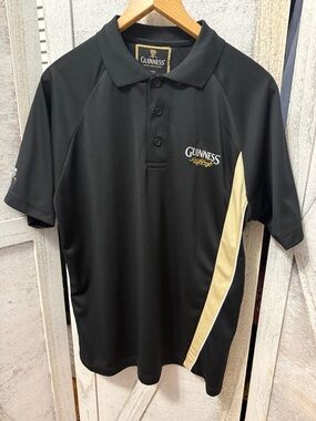 Guinness Black Polo with Cream/White Detailing